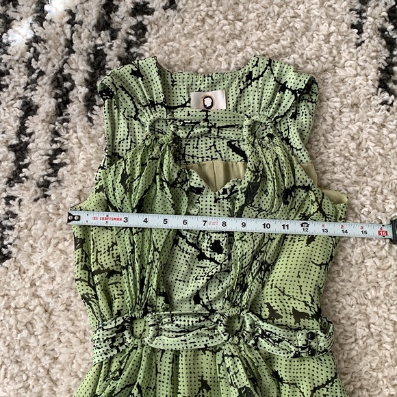 Maison Mayle 100% Silk Sleeveless Belted Green Dress Size 4 - Picture 3 of 9